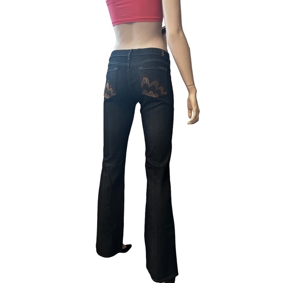 7 FOR ALL MANKIND Jeans Bootcut Pants Low Rise Gold Pocket Vintage Made USA NWOT - Picture 7 of 16